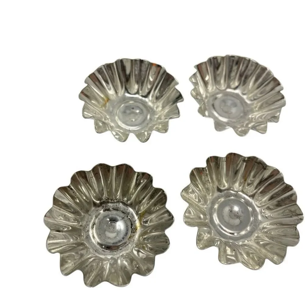 Vintage Sweden Ribbed Fluted Mini Aluminum Tartlet Mold Lot of 42 Various Shapes
